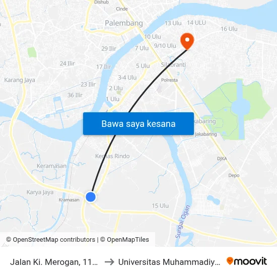 Jalan Ki. Merogan, 1144 to Universitas Muhammadiyah map