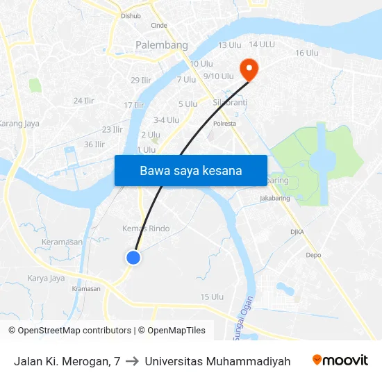 Jalan Ki. Merogan, 7 to Universitas Muhammadiyah map