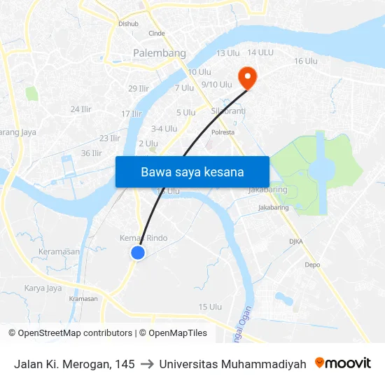 Jalan Ki. Merogan, 145 to Universitas Muhammadiyah map