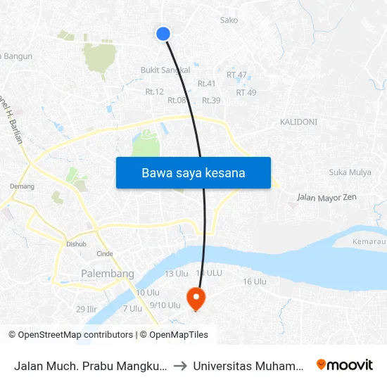 Jalan Much. Prabu Mangkunegara, 8 to Universitas Muhammadiyah map