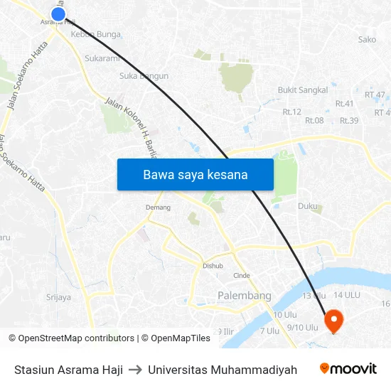 Stasiun Asrama Haji to Universitas Muhammadiyah map