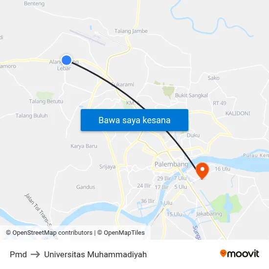 Pmd to Universitas Muhammadiyah map