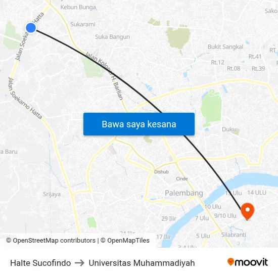 Halte Sucofindo to Universitas Muhammadiyah map