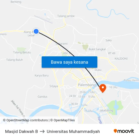 Masjid Dakwah B to Universitas Muhammadiyah map