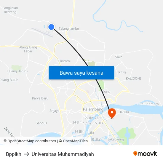 Bppikh to Universitas Muhammadiyah map