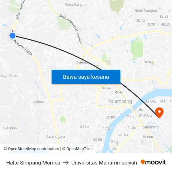 Halte Simpang Momea to Universitas Muhammadiyah map