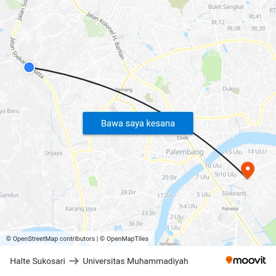 Halte Sukosari to Universitas Muhammadiyah map