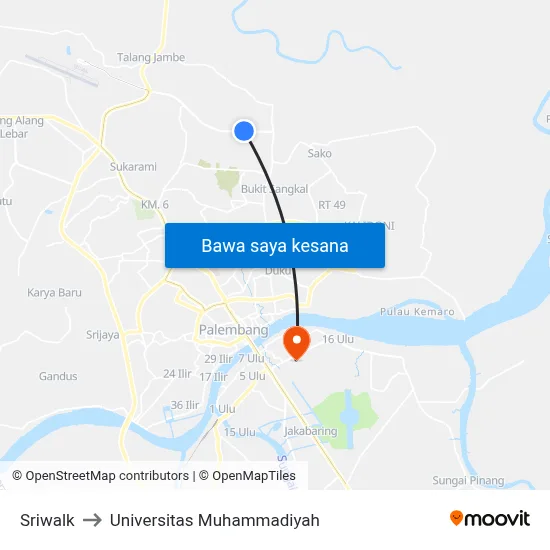 Sriwalk to Universitas Muhammadiyah map