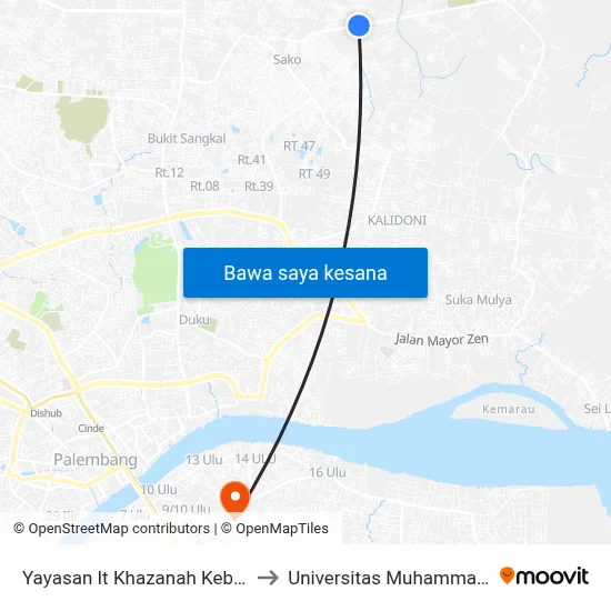 Yayasan It Khazanah Kebajikan to Universitas Muhammadiyah map