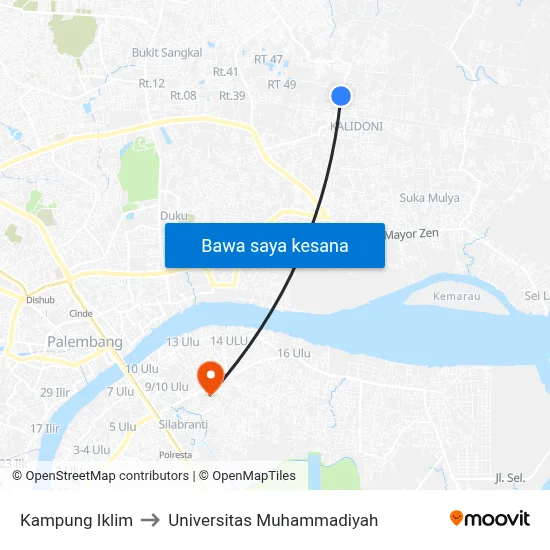 Kampung Iklim to Universitas Muhammadiyah map