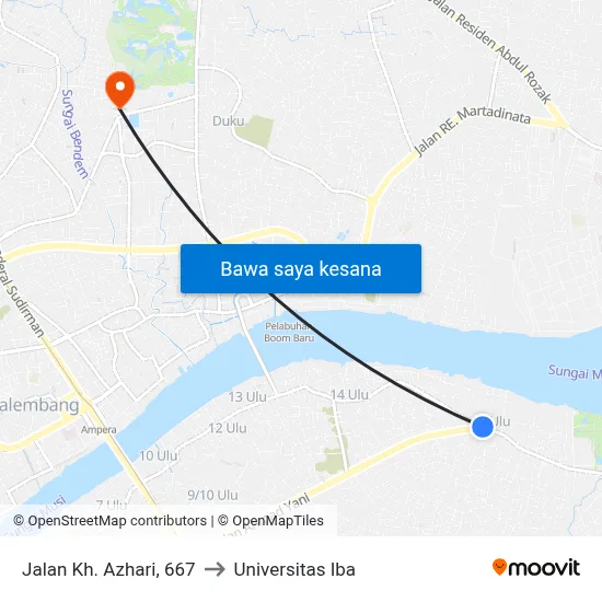 Jalan Kh. Azhari, 667 to Universitas Iba map