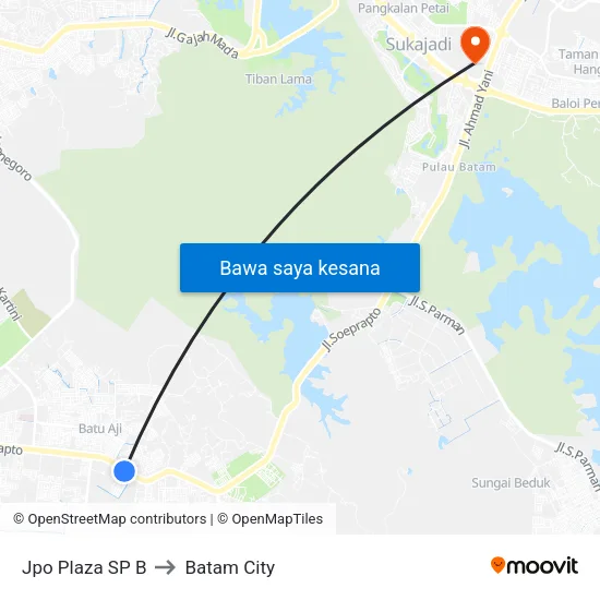 Jpo Plaza SP B to Batam City map