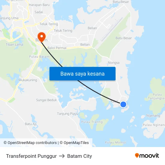 Transferpoint Punggur to Batam City map