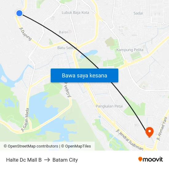 Halte Dc Mall B to Batam City map
