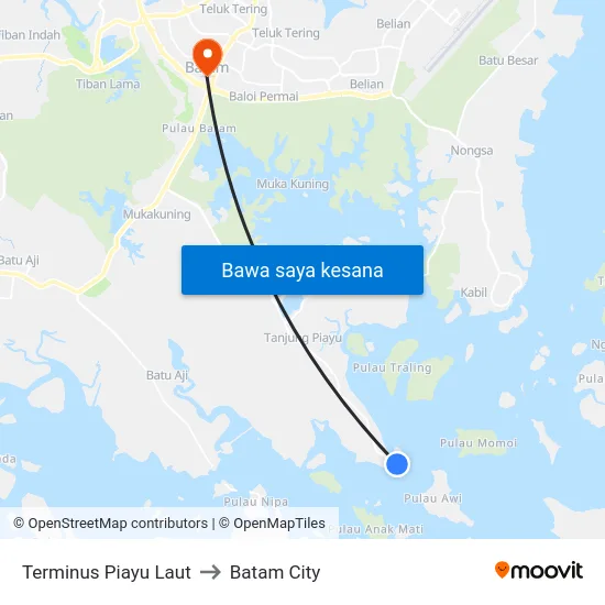 Terminus Piayu Laut to Batam City map