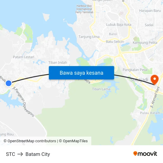 STC to Batam City map
