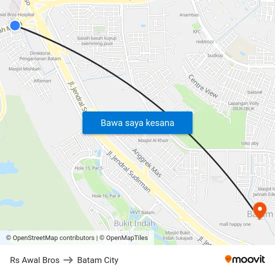 Rs Awal Bros to Batam City map