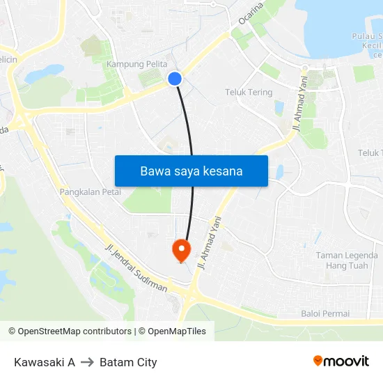 Kawasaki A to Batam City map