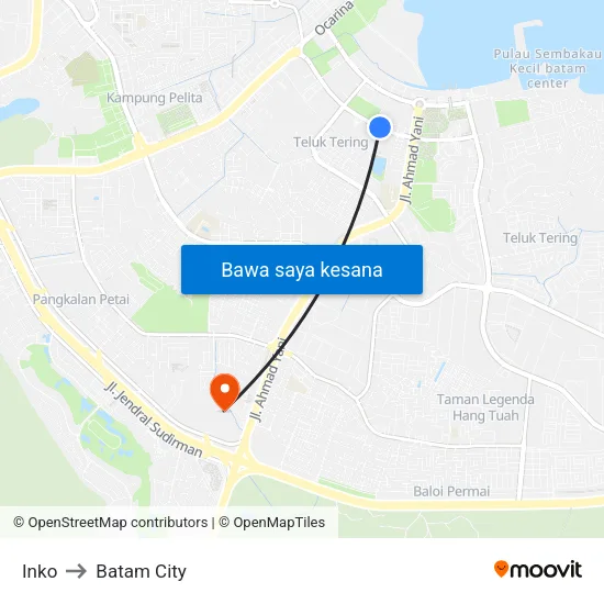 Inko to Batam City map