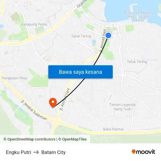 Engku Putri to Batam City map