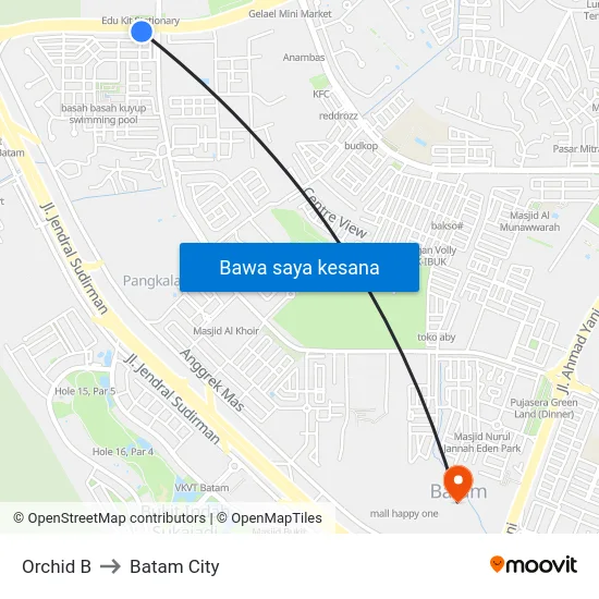 Orchid B to Batam City map