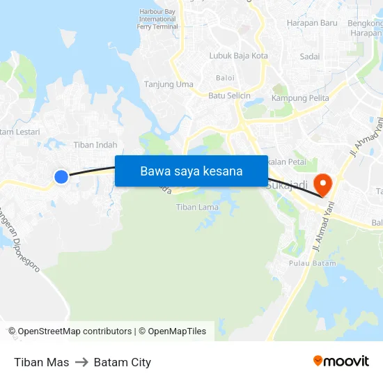Tiban Mas to Batam City map