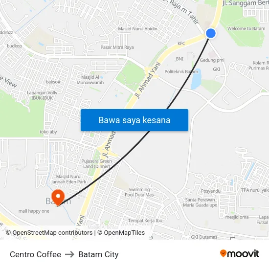 Centro Coffee to Batam City map