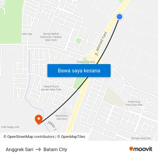 Anggrek Sari to Batam City map