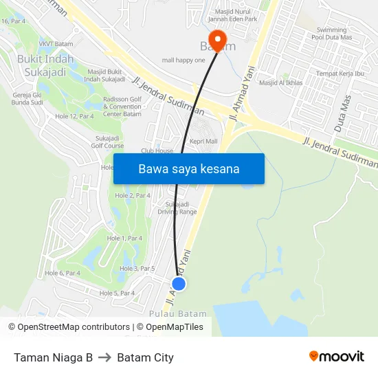 Taman Niaga B to Batam City map