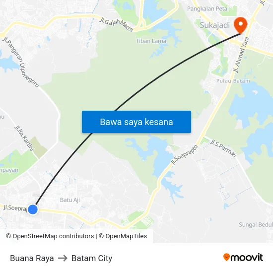 Buana Raya to Batam City map