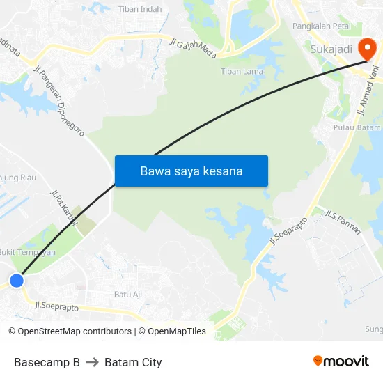 Basecamp B to Batam City map