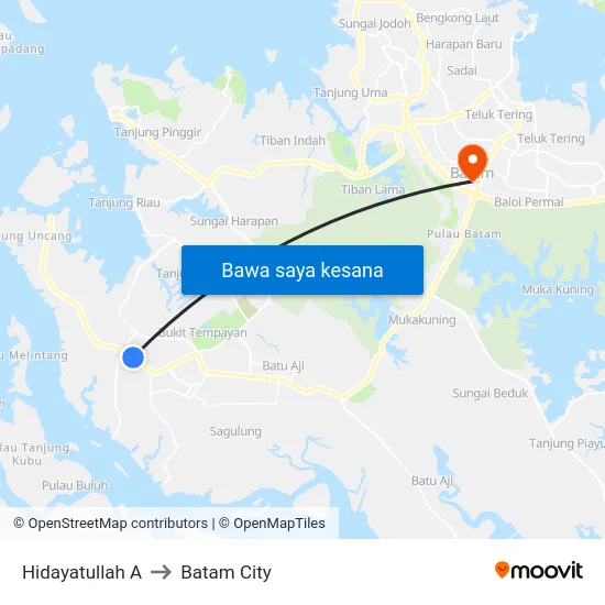 Hidayatullah A to Batam City map
