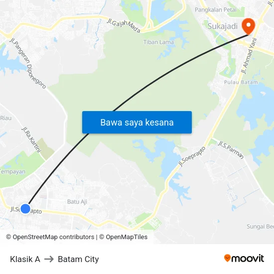 Klasik A to Batam City map