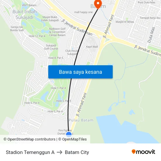 Stadion Temenggun A to Batam City map