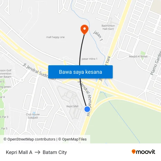 Kepri Mall A to Batam City map