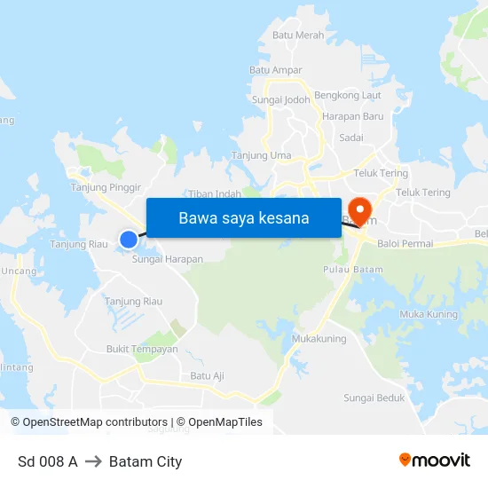 Sd 008 A to Batam City map