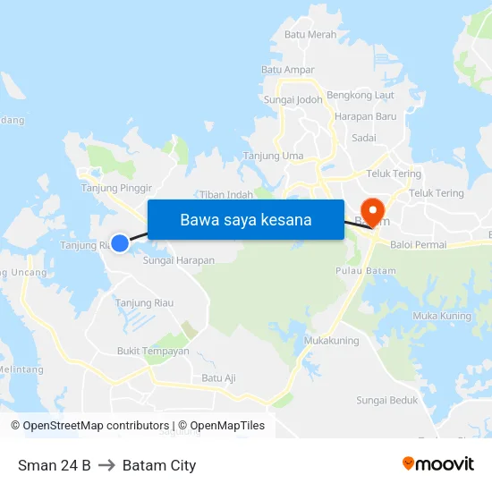 Sman 24 B to Batam City map