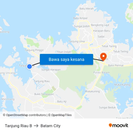 Tanjung Riau B to Batam City map