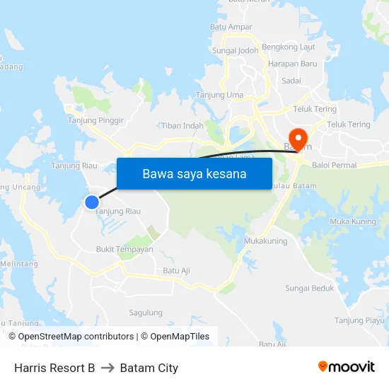 Harris Resort B to Batam City map