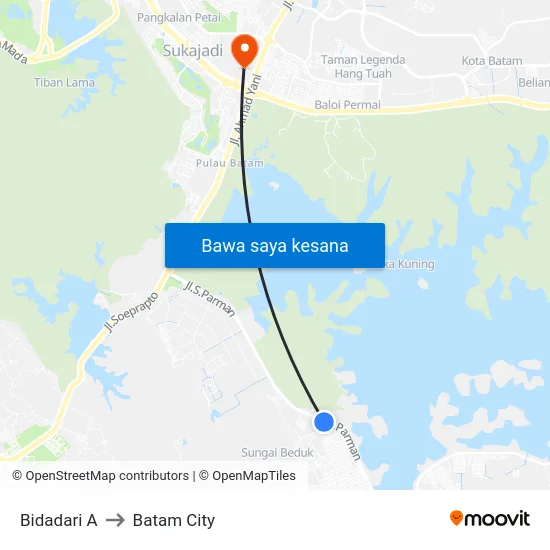 Bidadari A to Batam City map