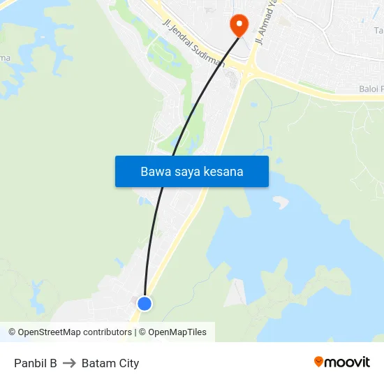Panbil B to Batam City map