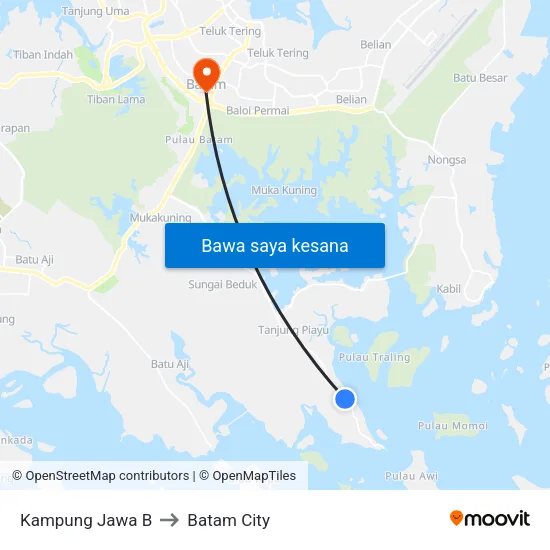 Kampung Jawa B to Batam City map
