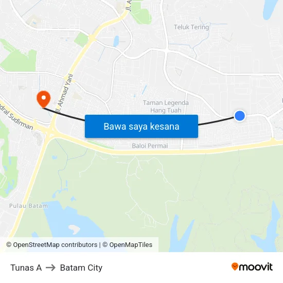 Tunas A to Batam City map