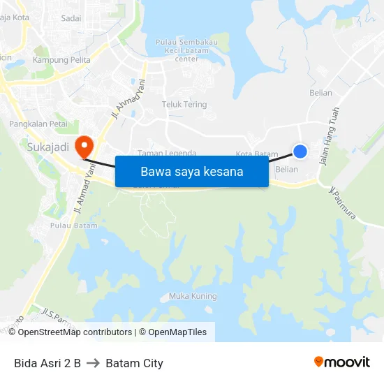 Bida Asri 2 B to Batam City map