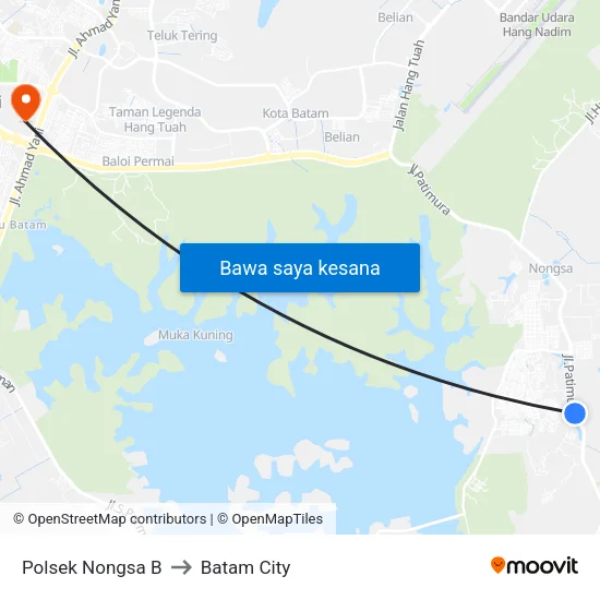 Polsek Nongsa B to Batam City map