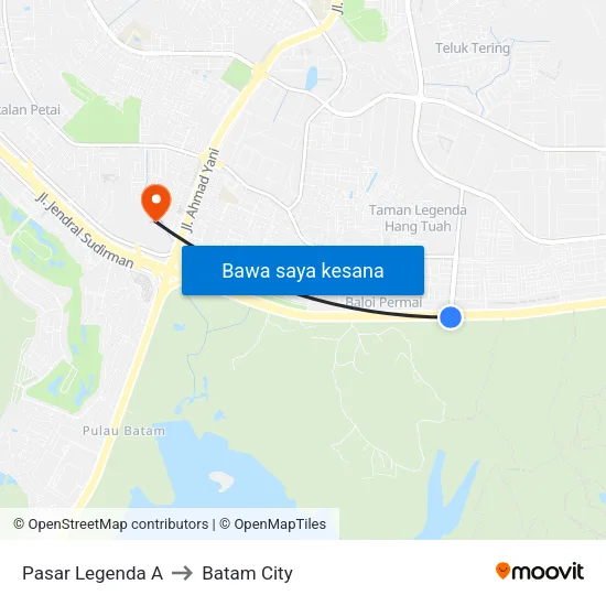 Pasar Legenda A to Batam City map