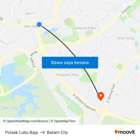 Polsek Lubu Baja to Batam City map