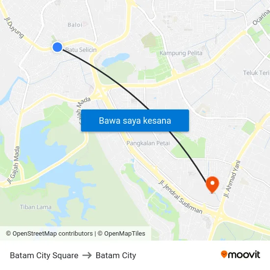 Batam City Square to Batam City map