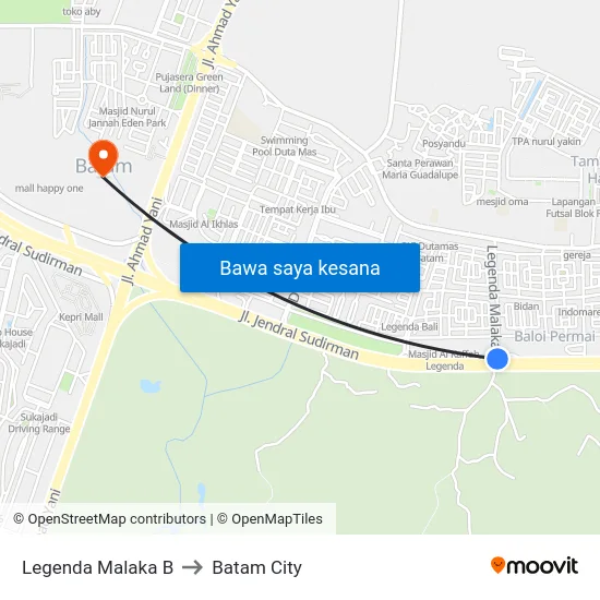 Legenda Malaka B to Batam City map
