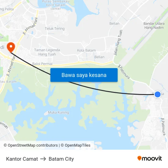 Kantor Camat to Batam City map